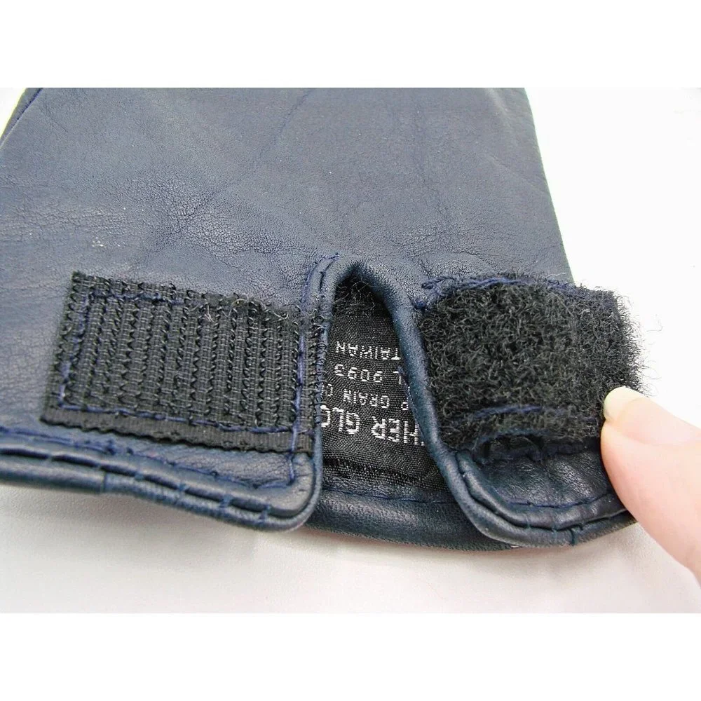 Daniel Hays Navy Blue Top Grain Cowhide Adj Wrist Leather Gloves Womens Size M